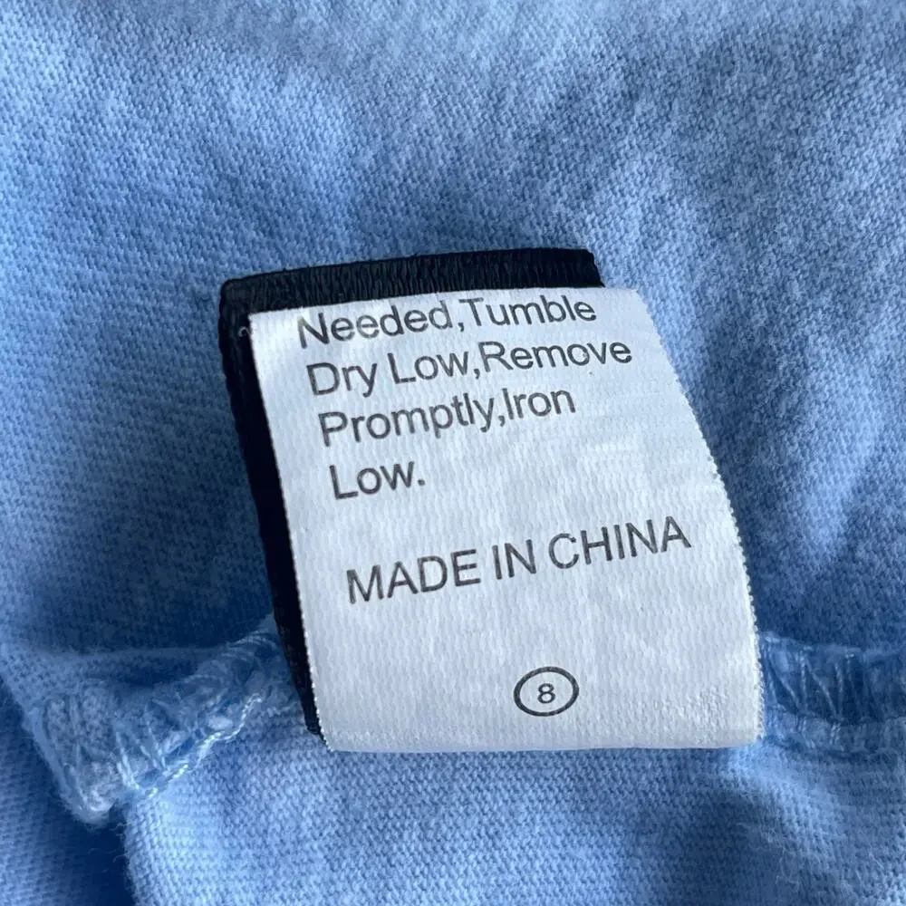 Shein Outer Banks Shirt Womens Large‎ Blue Cropped Graphic Print TV Show